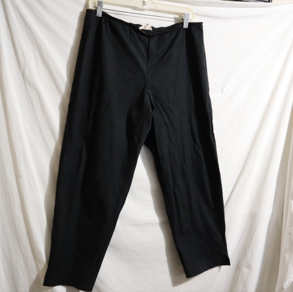 Eileen Fisher Organic Cotton Spandex  Slim Ankle Pant Slits Black - Picture 3 of 12